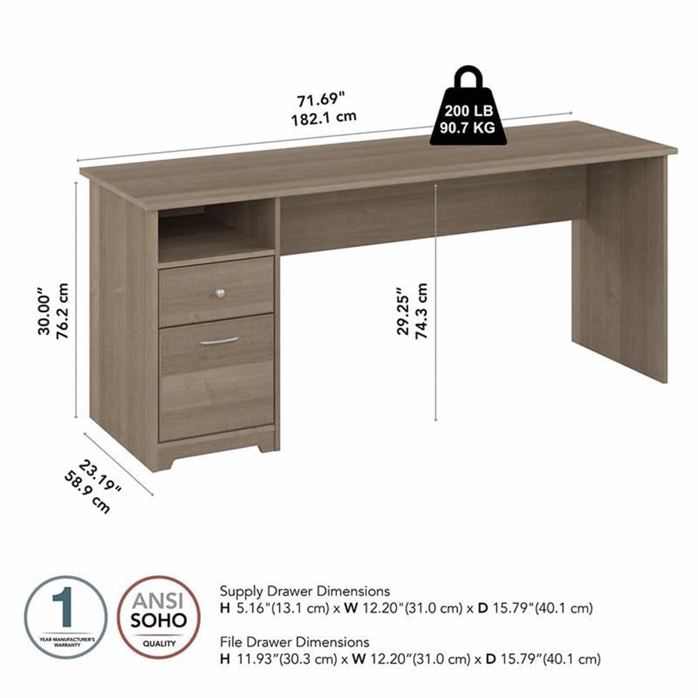 Amazon.com: Bush Furniture Cabot 72W Computer Desk with Drawers in
